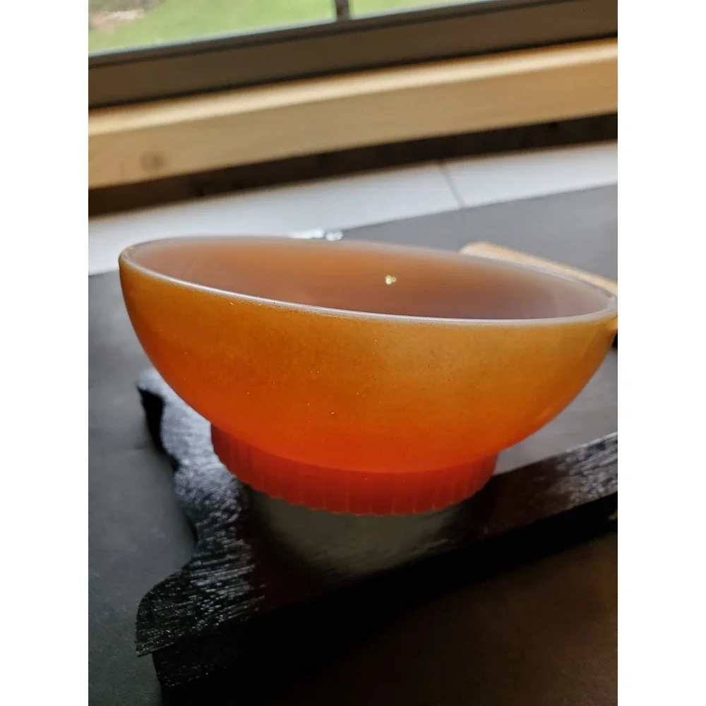 Bowl Anchor Hocking Fire King Ombre Two Tone Orange Cereal Soup Chili 5